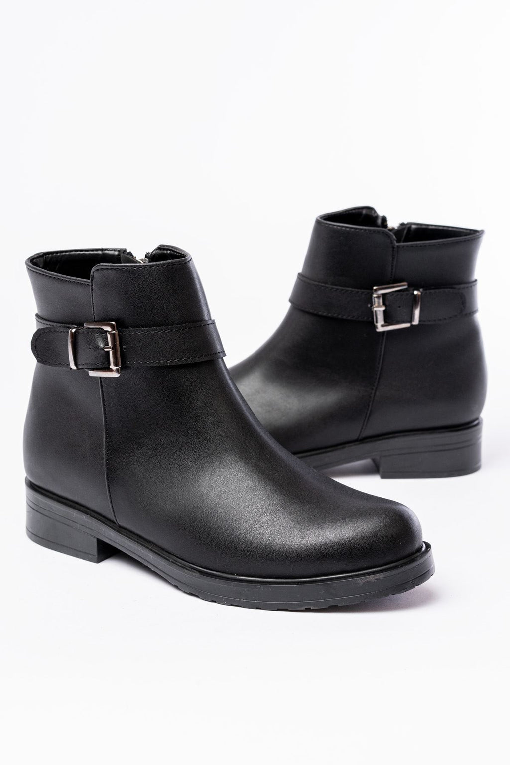Ayakkabı Aşkı 165-204/1 Siyah Toka Aksesuarlı Fermuarlı Günlük Kadın Bot - Ayakkabı Aşkı