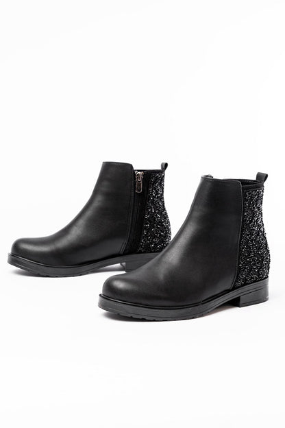 Ayakkabı Aşkı Siyah Taş Aksesuarlı Fermuarlı Günlük Kadın Bot