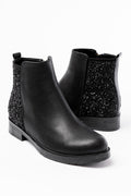 Ayakkabı Aşkı Siyah Taş Aksesuarlı Fermuarlı Günlük Kadın Bot - Ayakkabı Aşkı
