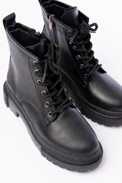 Ayakkabı Aşkı Siyah Bağcıklı Fermuarlı Günlük Kadın Bot