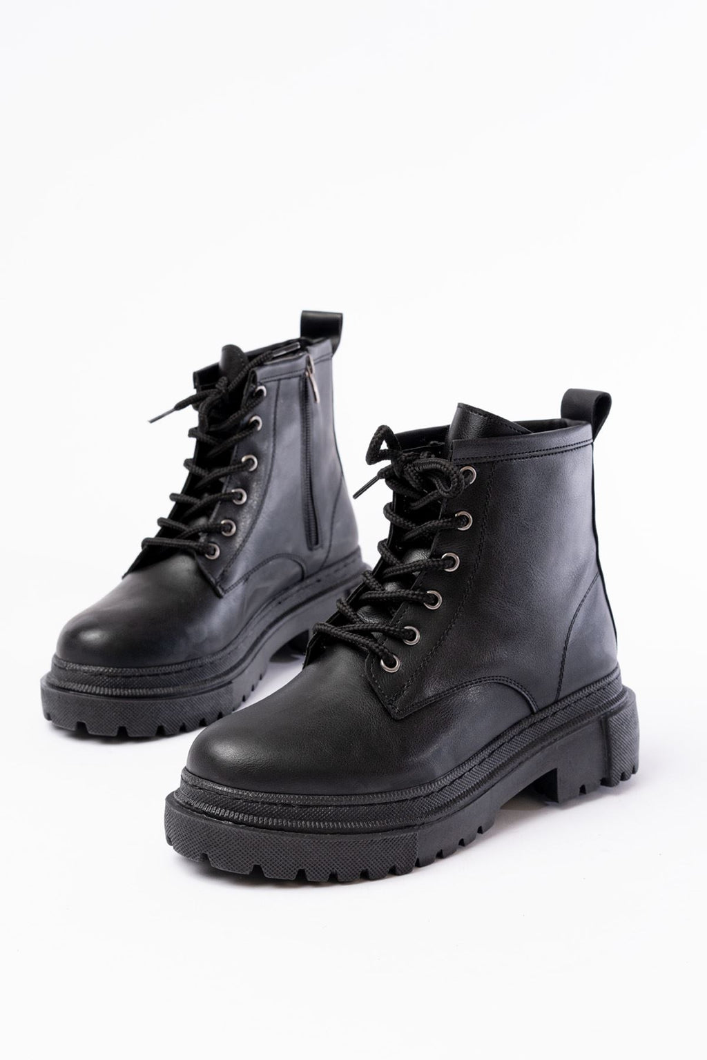 Ayakkabı Aşkı Siyah Bağcıklı Fermuarlı Günlük Kadın Bot - Ayakkabı Aşkı