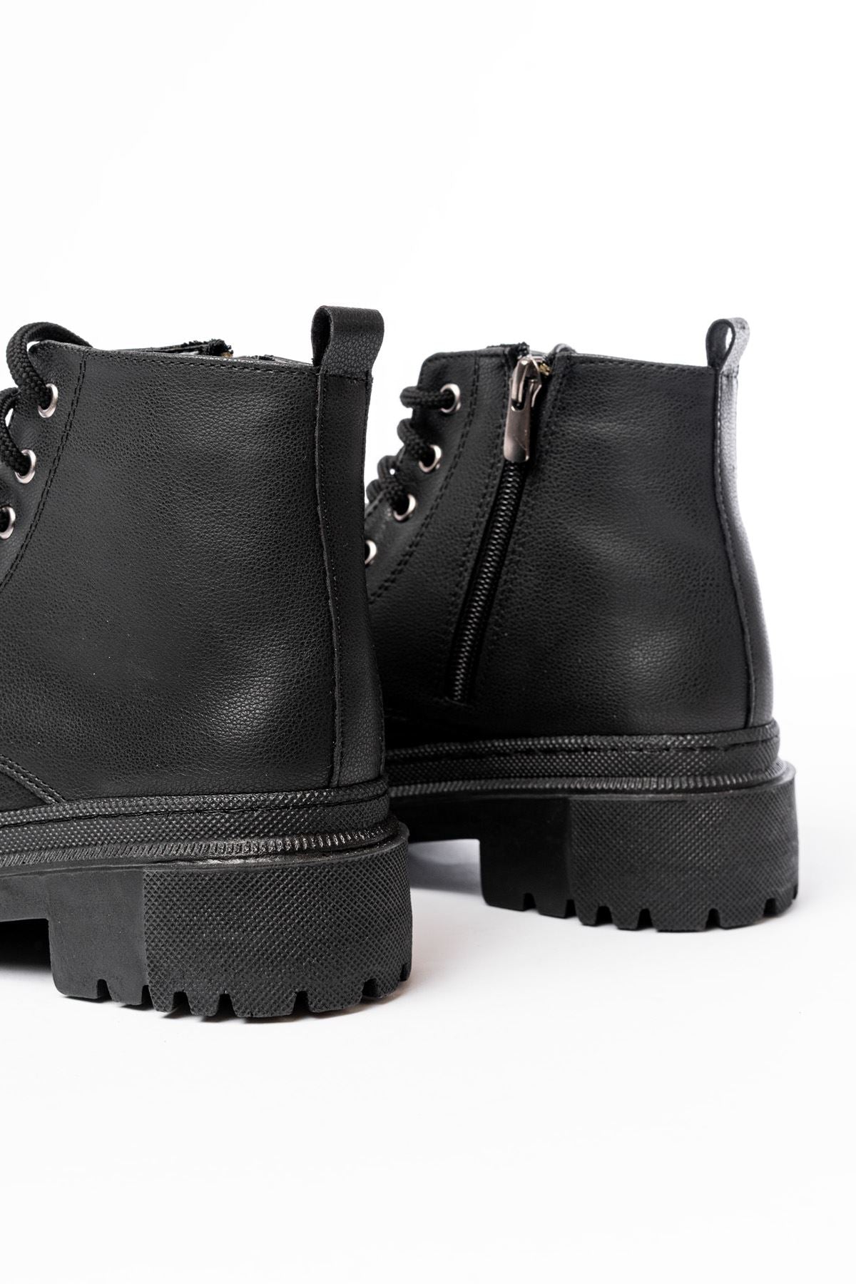 Ayakkabı Aşkı Siyah Bağcıklı Fermuarlı Günlük Kadın Bot
