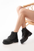 Ayakkabı Aşkı Siyah Bağcıklı Fermuarlı Günlük Kadın Bot - Ayakkabı Aşkı