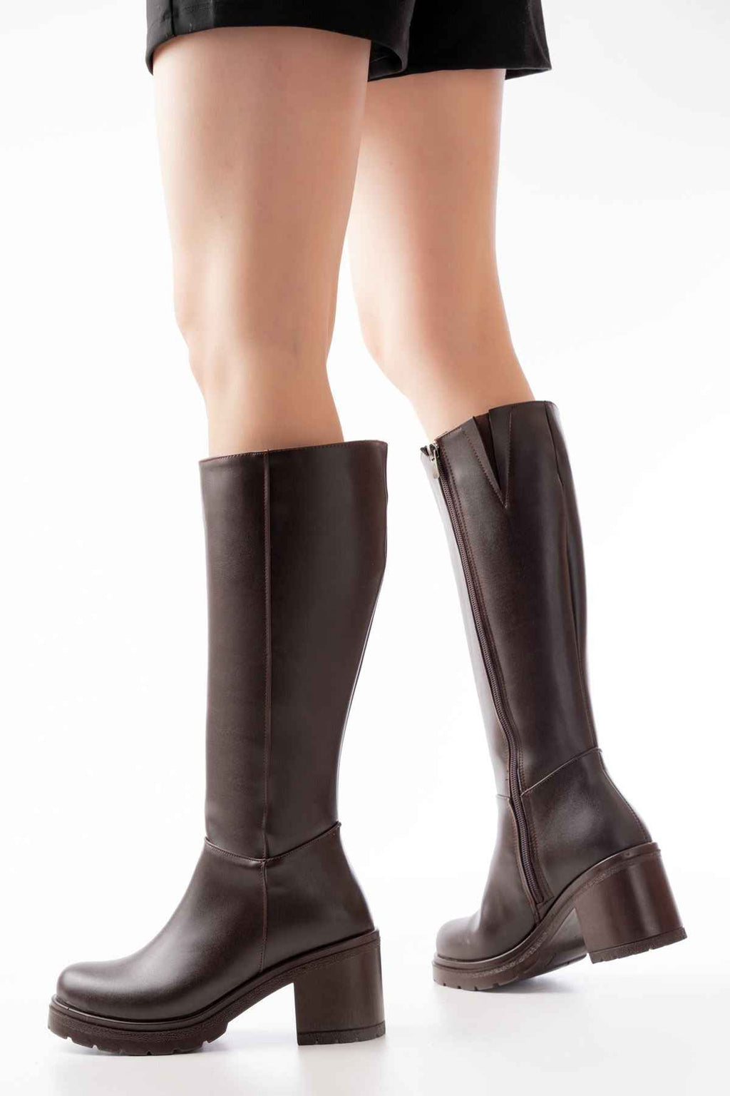 Ayakkabı Aşkı 767-3013 Kahverengi Fermuarlı Günlük Kadın Çizme