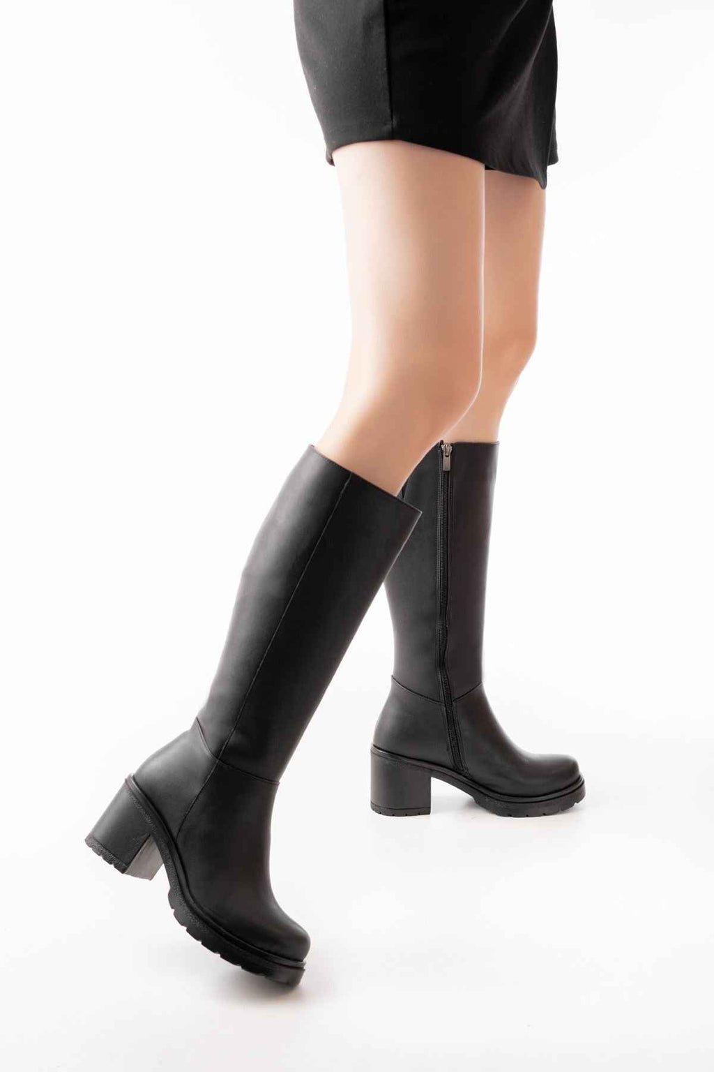 Ayakkabı Aşkı 767-3013 Siyah Fermuarlı Günlük Kadın Çizme