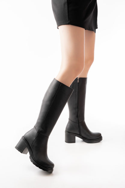 Ayakkabı Aşkı Siyah Fermuarlı Günlük Kadın Çizme