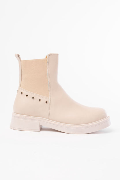 Ayakkabı Aşkı Bej Lastikli Günlük Kadın Bot