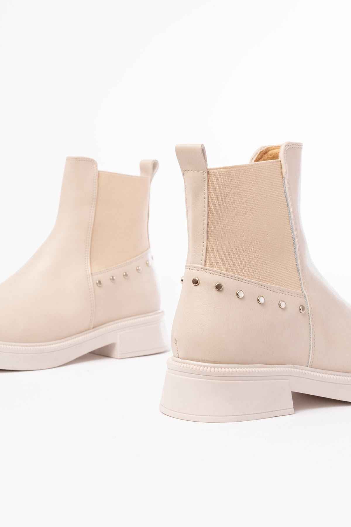 Ayakkabı Aşkı 02-2005 Bej Lastikli Günlük Kadın Bot