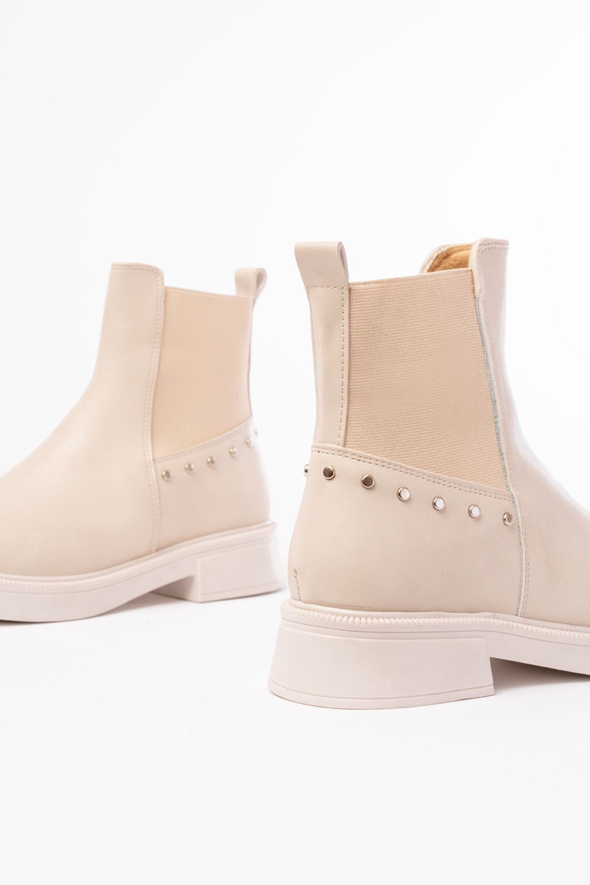 Ayakkabı Aşkı Bej Lastikli Günlük Kadın Bot