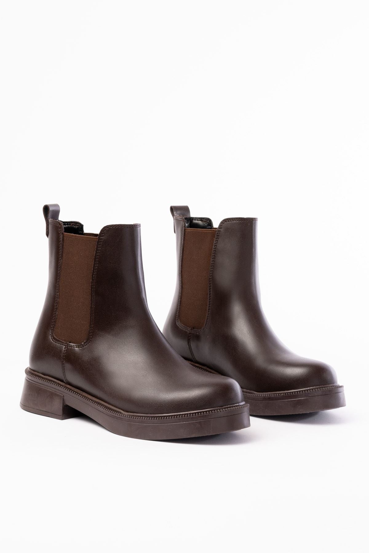 Ayakkabı Aşkı Kahverengi Lastikli Günlük Kadın Bot - Ayakkabı Aşkı