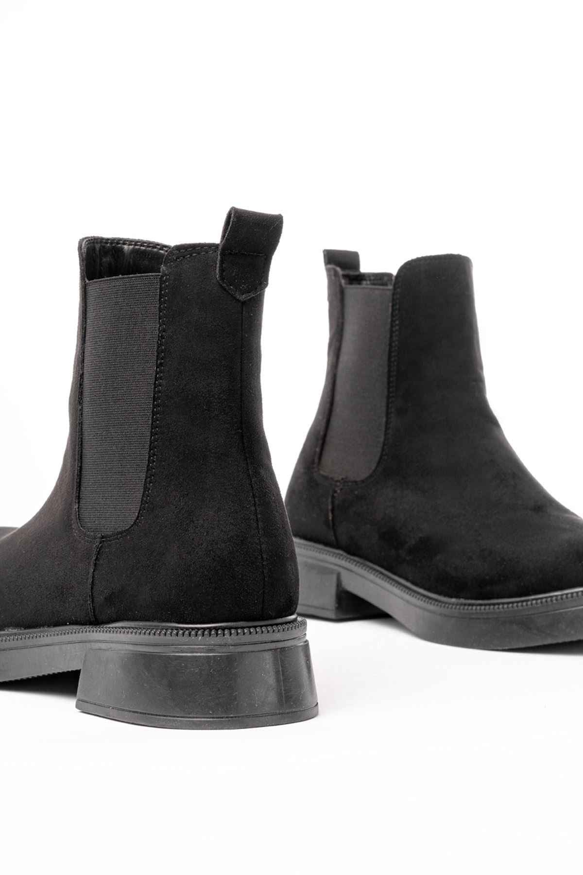 Ayakkabı Aşkı 02-2137 Siyah Süet Lastikli Günlük Kadın Bot