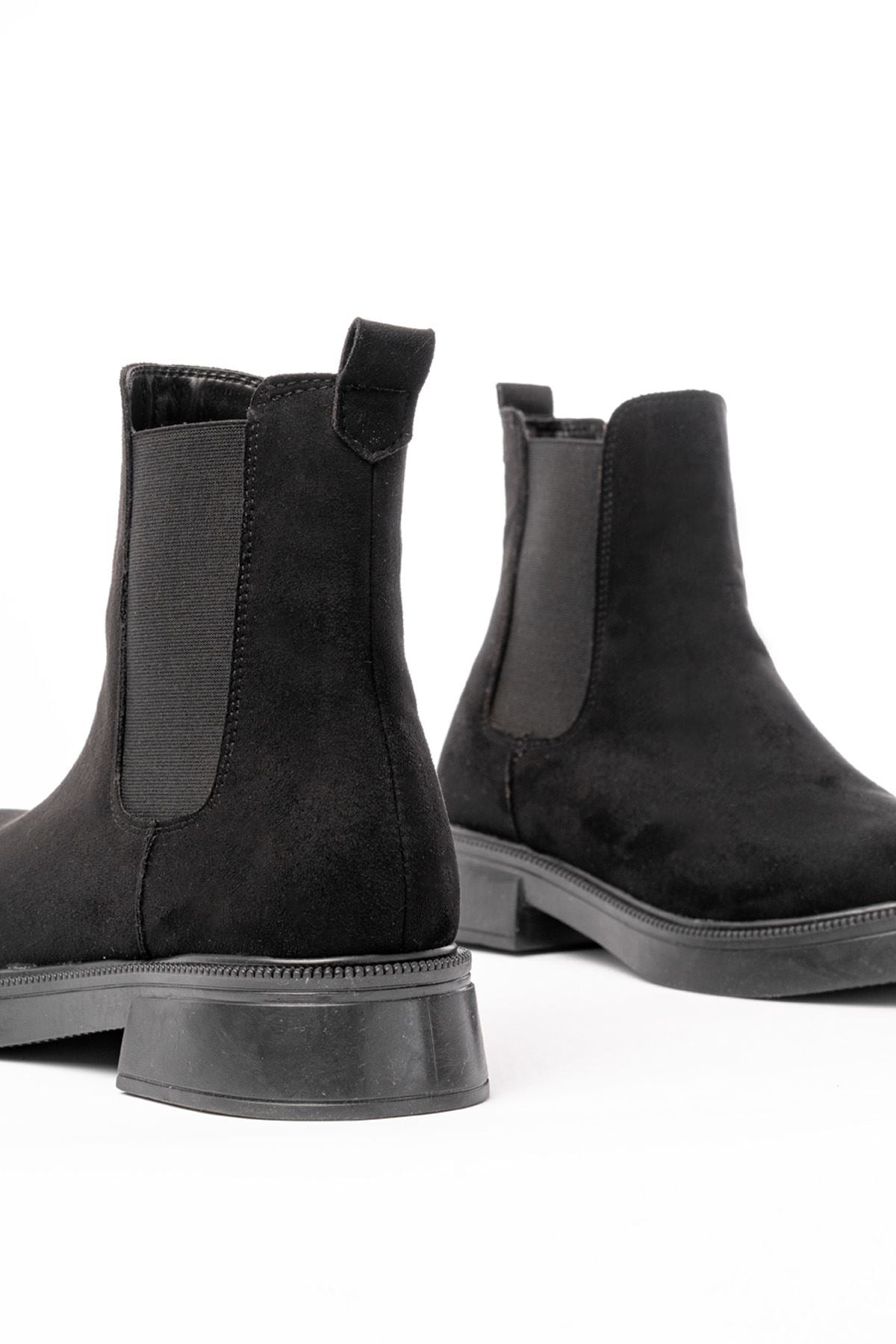 Ayakkabı Aşkı Siyah Süet Lastikli Günlük Kadın Bot