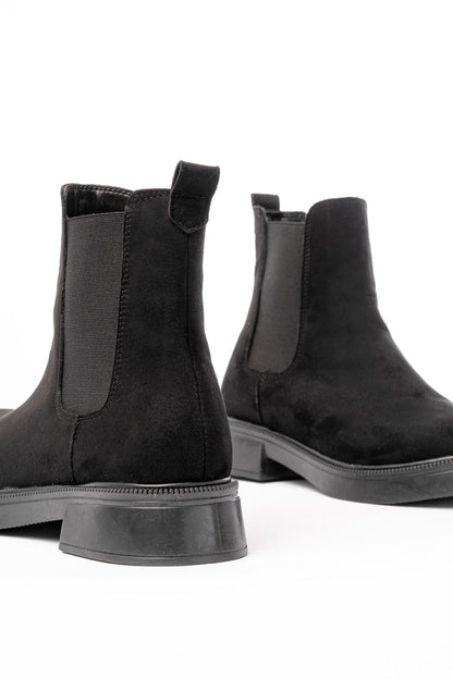 Ayakkabı Aşkı Siyah Süet Lastikli Günlük Kadın Bot