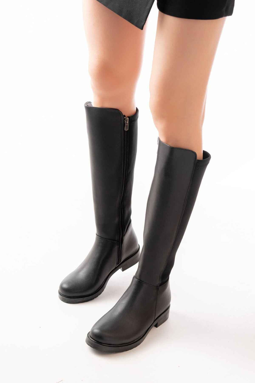 Ayakkabı Aşkı 165-305 Siyah Arka Streç Fermuarlı Günlük Kadın Çizme