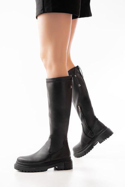 Ayakkabı Aşkı Siyah Fermuarlı Günlük Kadın Çizme