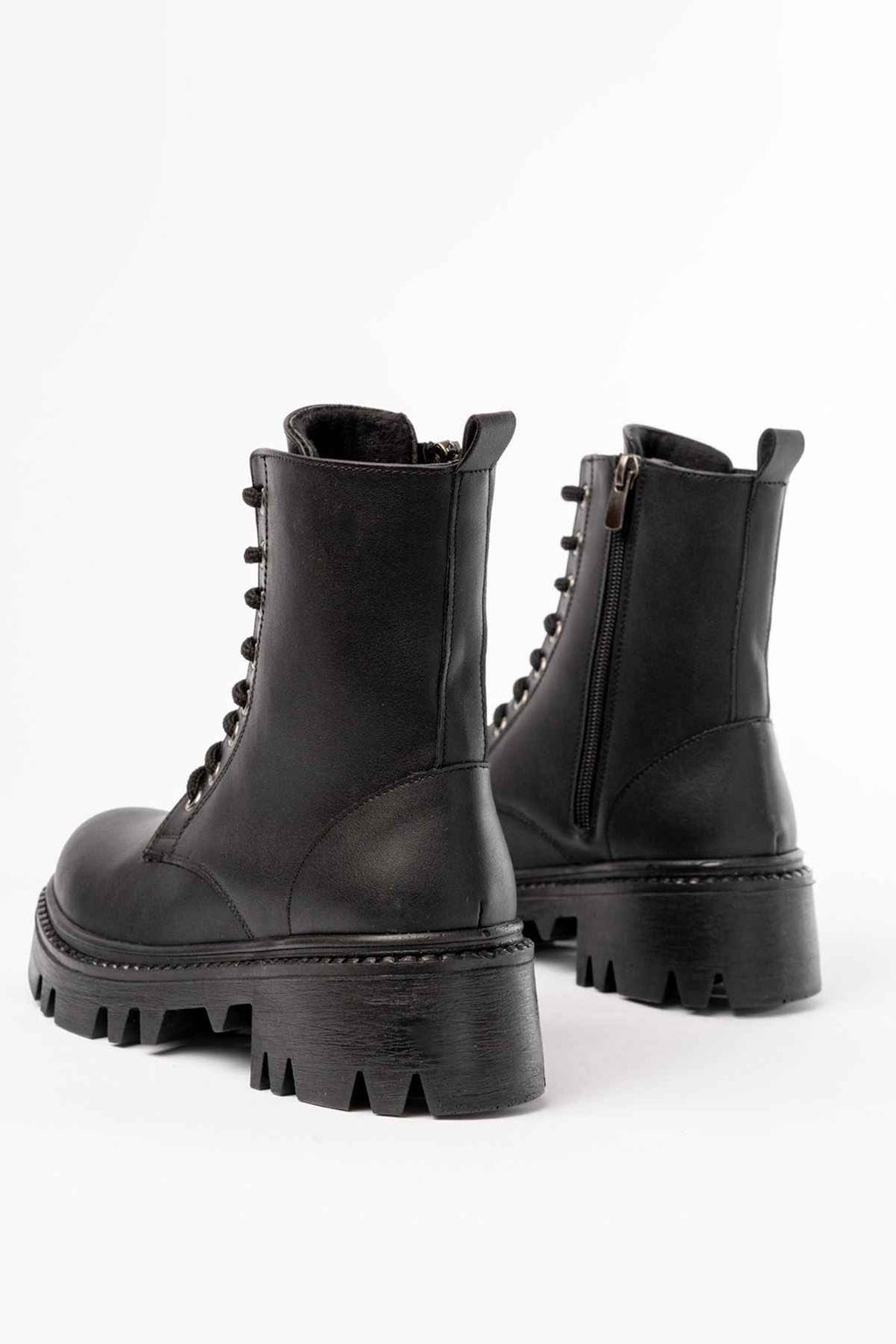 Ayakkabı Aşkı 868-356 Siyah Bağcıklı Fermuarlı Günlük Kadın Bot