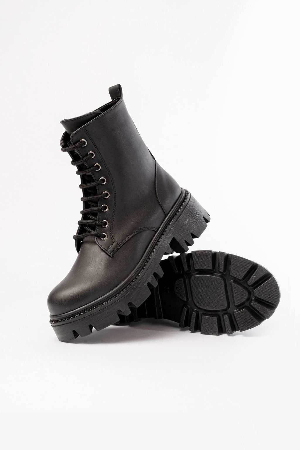 Ayakkabı Aşkı Siyah Bağcıklı Fermuarlı Günlük Kadın Bot - Ayakkabı Aşkı