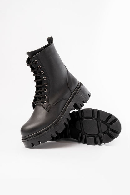 Ayakkabı Aşkı Siyah Bağcıklı Fermuarlı Günlük Kadın Bot
