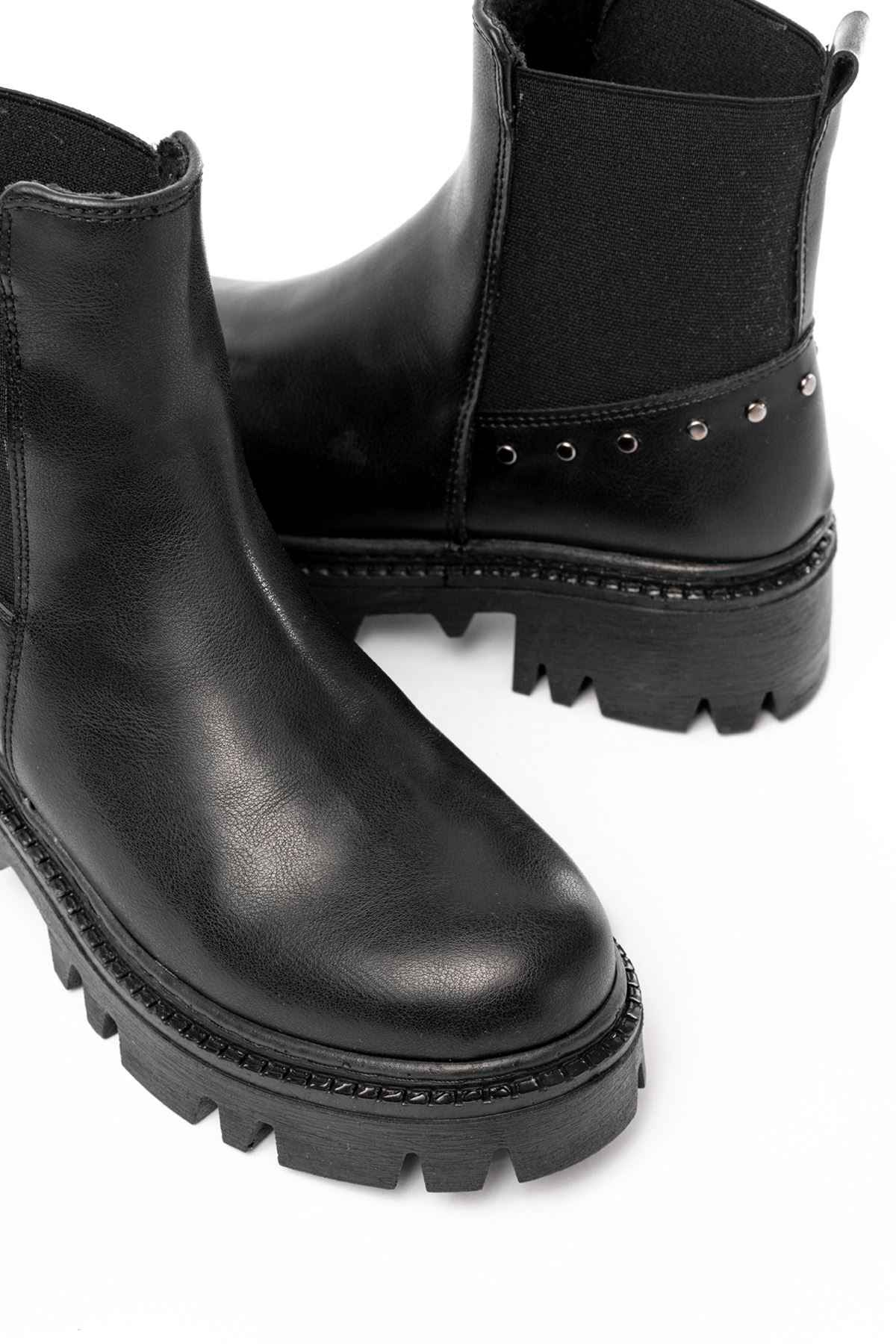 Ayakkabı Aşkı 868-2005 Siyah Lastikli Günlük Kadın Bot