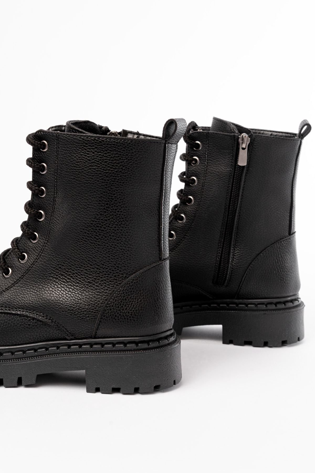 Ayakkabı Aşkı Siyah Luna Bağcıklı Fermuarlı Günlük Kadın Bot