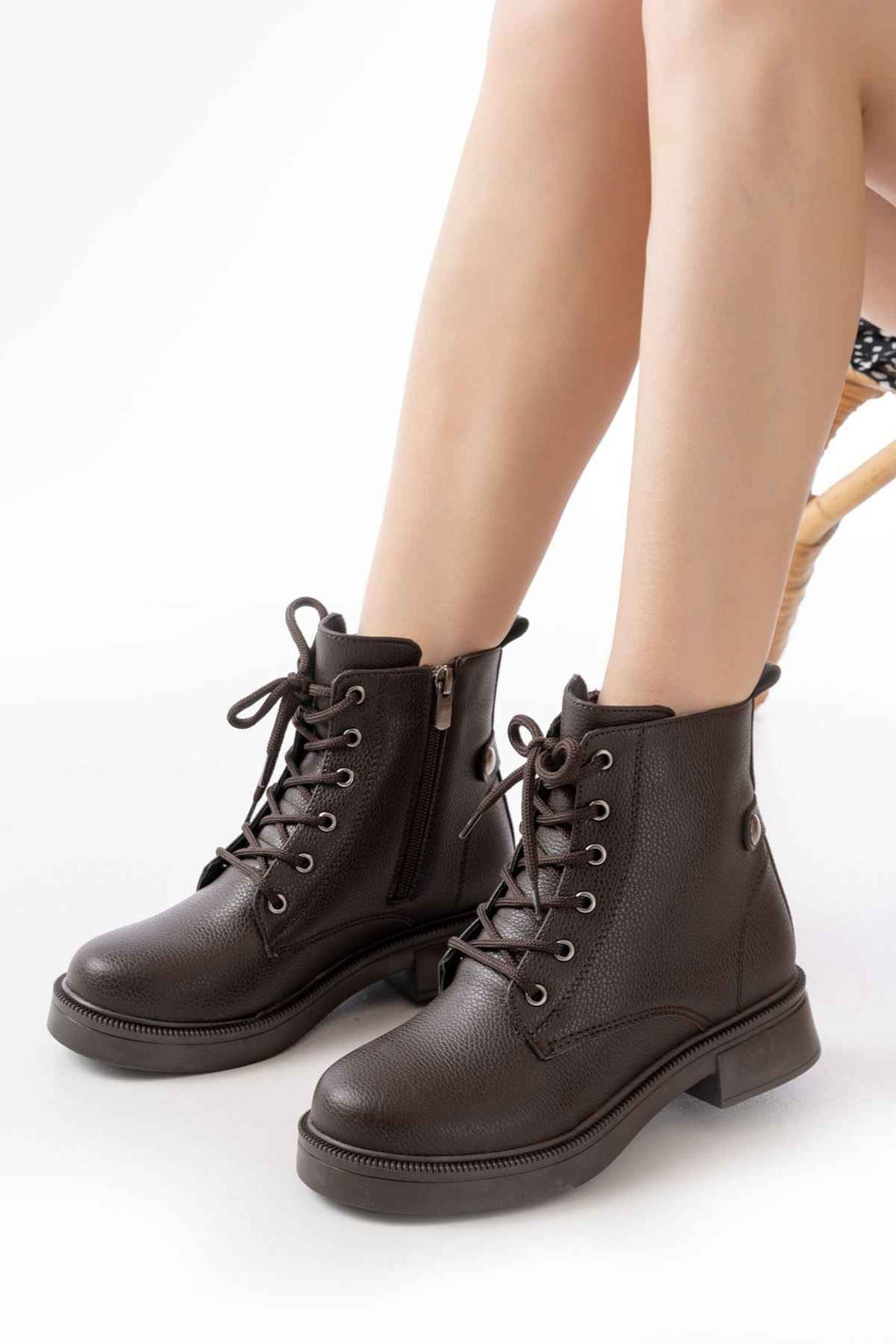 Ayakkabı Aşkı 02-2003 Kahve Galata Bağcıklı Fermuarlı Günlük Kadın Bot