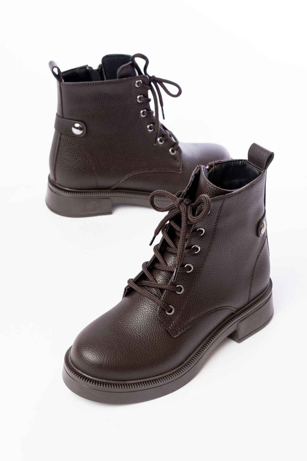 Ayakkabı Aşkı 02-2003 Kahve Galata Bağcıklı Fermuarlı Günlük Kadın Bot