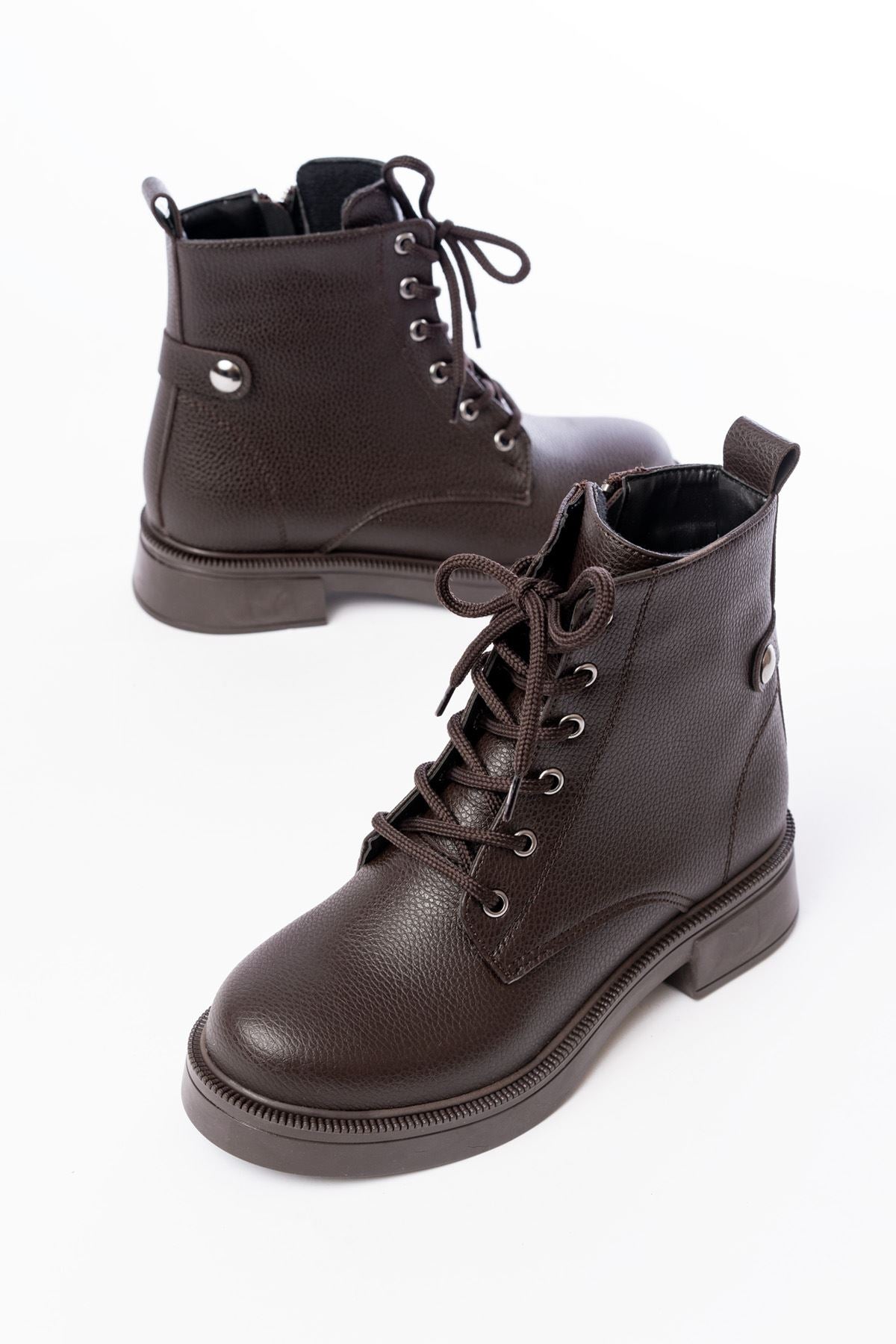 Ayakkabı Aşkı Kahve Galata Bağcıklı Fermuarlı Günlük Kadın Bot