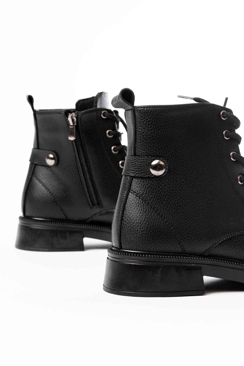Ayakkabı Aşkı 02-2003 Siyah Galata Bağcıklı Fermuarlı Günlük Kadın Bot