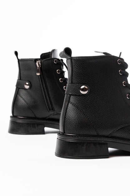 Ayakkabı Aşkı Siyah Galata Bağcıklı Fermuarlı Günlük Kadın Bot