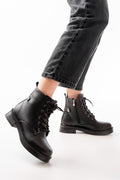 Ayakkabı Aşkı Siyah Galata Bağcıklı Fermuarlı Günlük Kadın Bot - Ayakkabı Aşkı