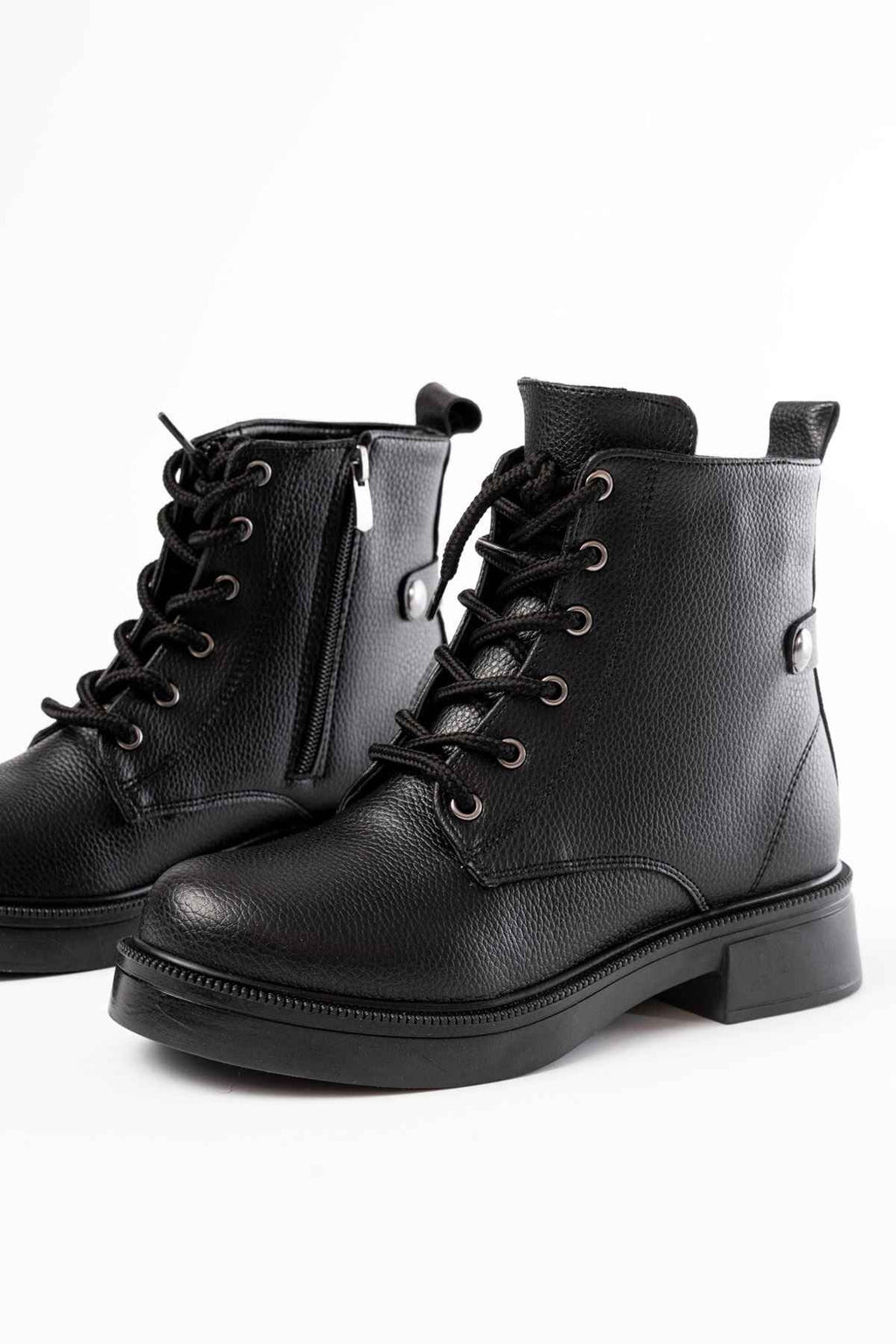 Ayakkabı Aşkı 02-2003 Siyah Galata Bağcıklı Fermuarlı Günlük Kadın Bot