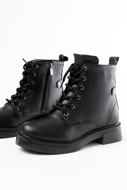 Ayakkabı Aşkı Siyah Galata Bağcıklı Fermuarlı Günlük Kadın Bot