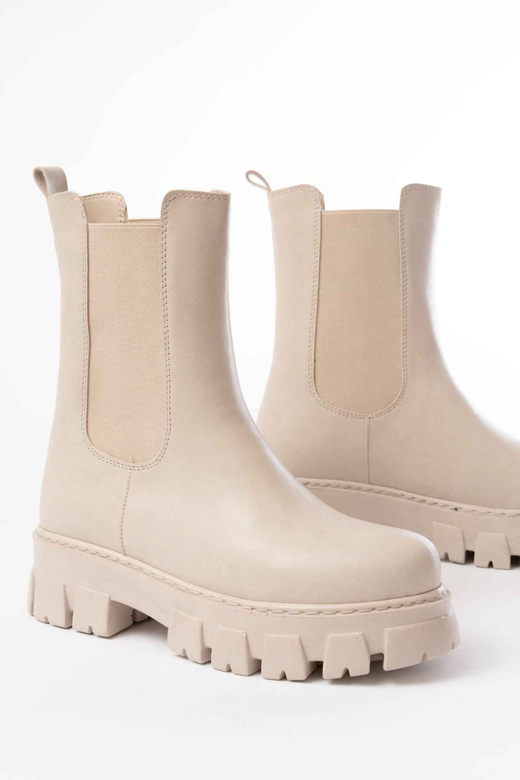 Ayakkabı Aşkı Fz-299 Bej Yüksek Tabanlı Lastikli Günlük Kadın Bot