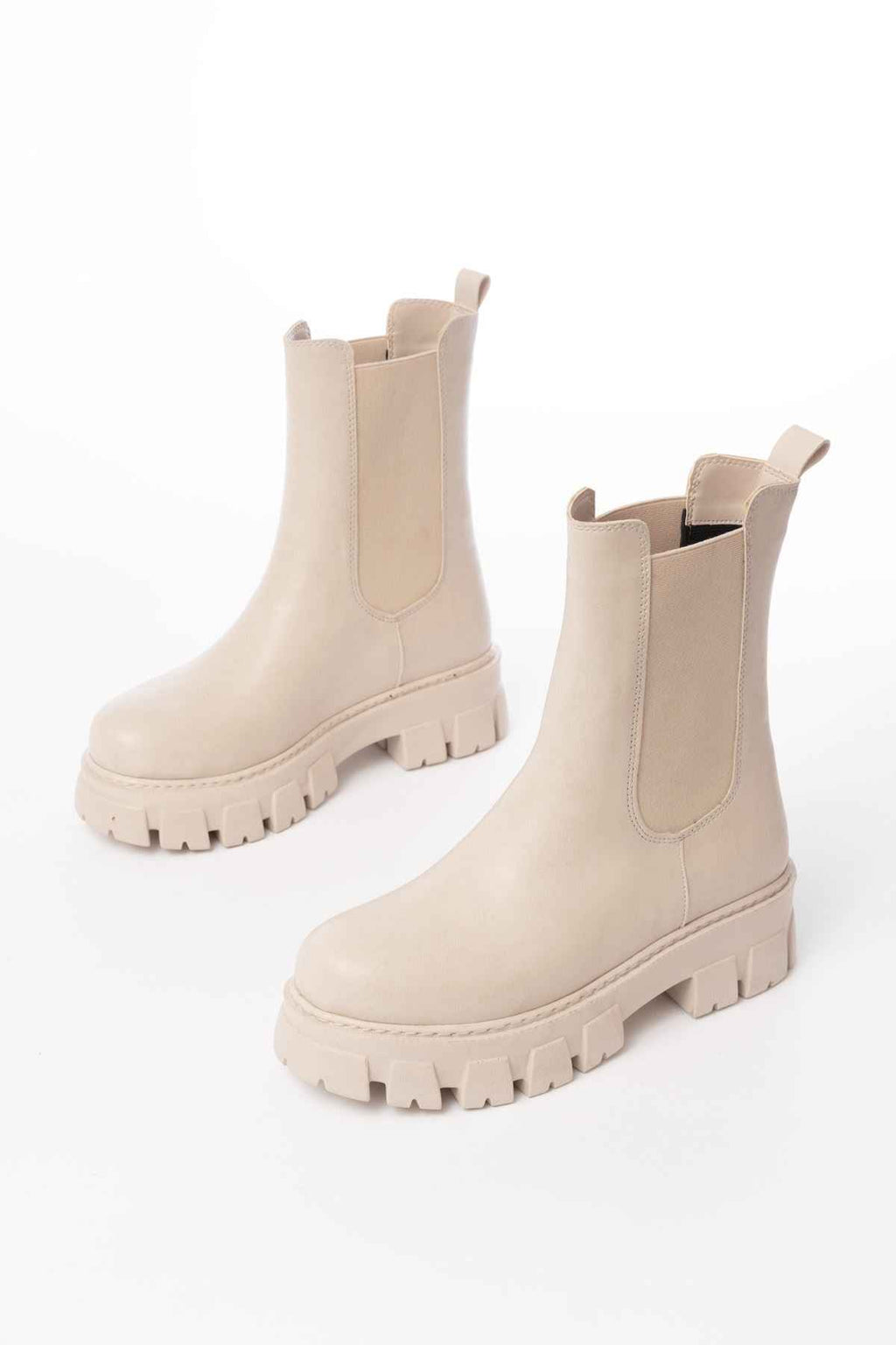 Ayakkabı Aşkı Fz-299 Bej Yüksek Tabanlı Lastikli Günlük Kadın Bot
