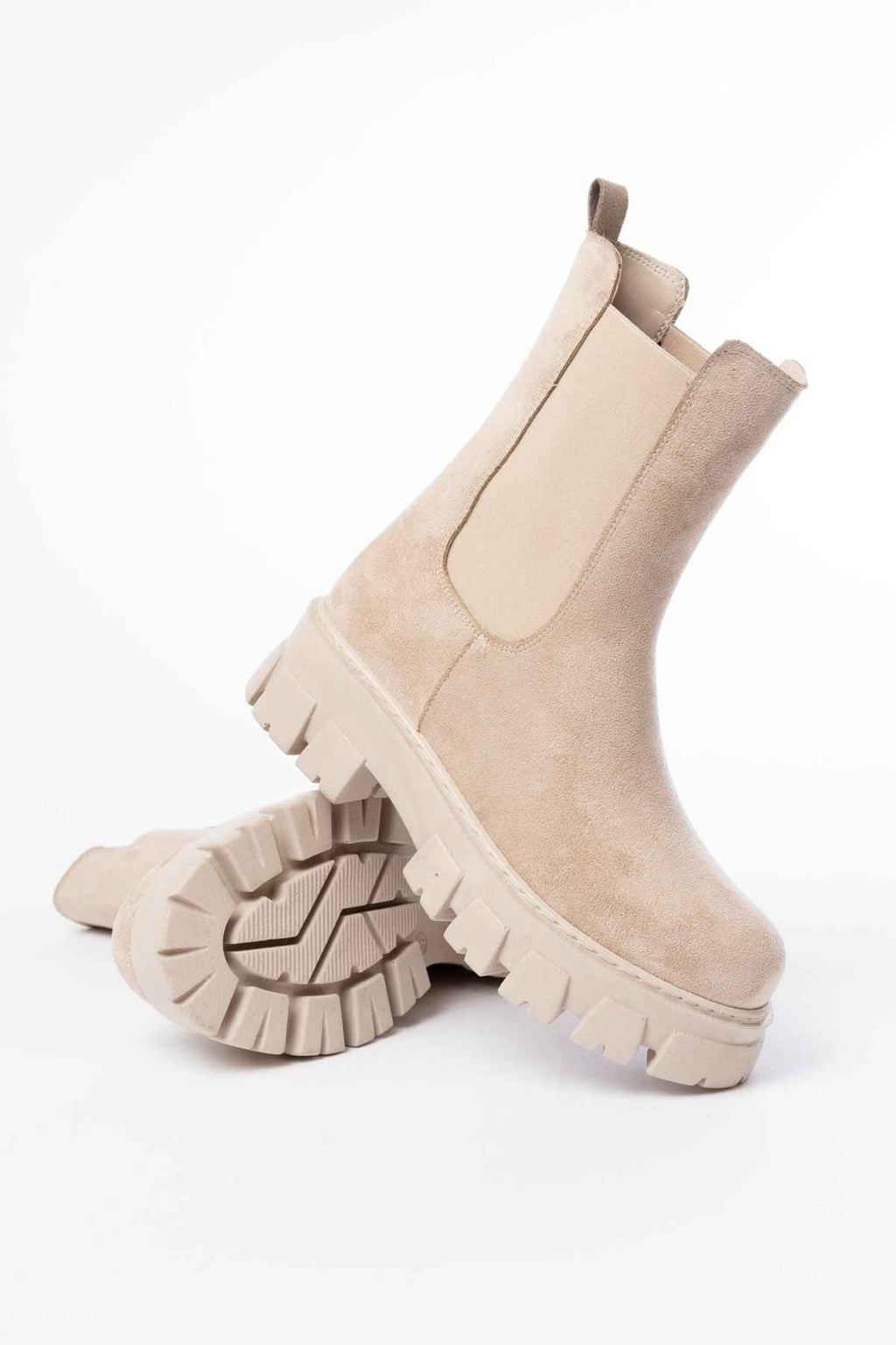 Ayakkabı Aşkı Fz-299 Bej Süet Yüksek Tabanlı Lastikli Günlük Kadın Bot