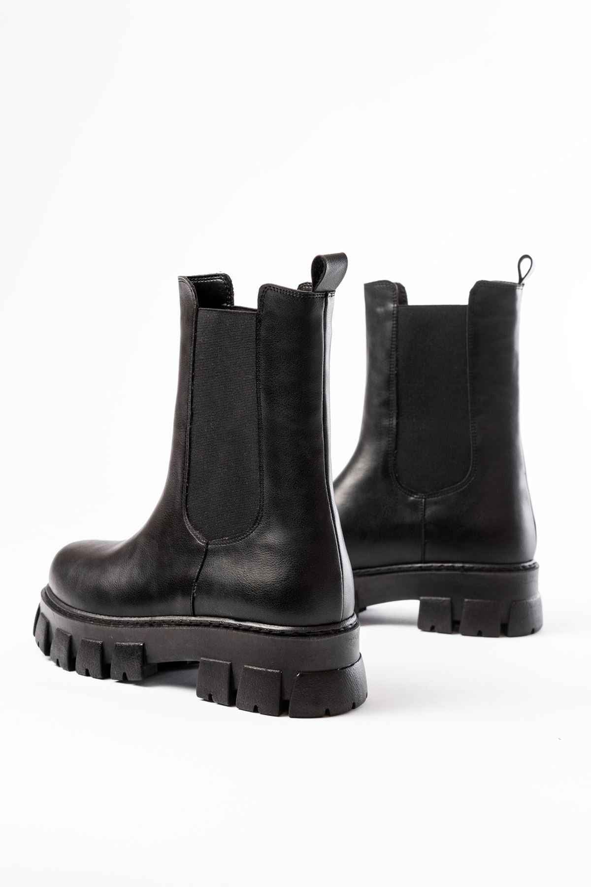 Ayakkabı Aşkı Fz-299 Siyah Yüksek Tabanlı Lastikli Günlük Kadın Bot