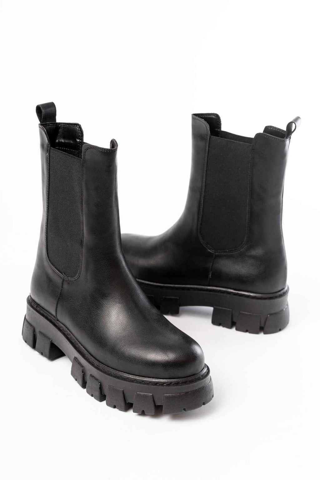 Ayakkabı Aşkı Fz-299 Siyah Yüksek Tabanlı Lastikli Günlük Kadın Bot