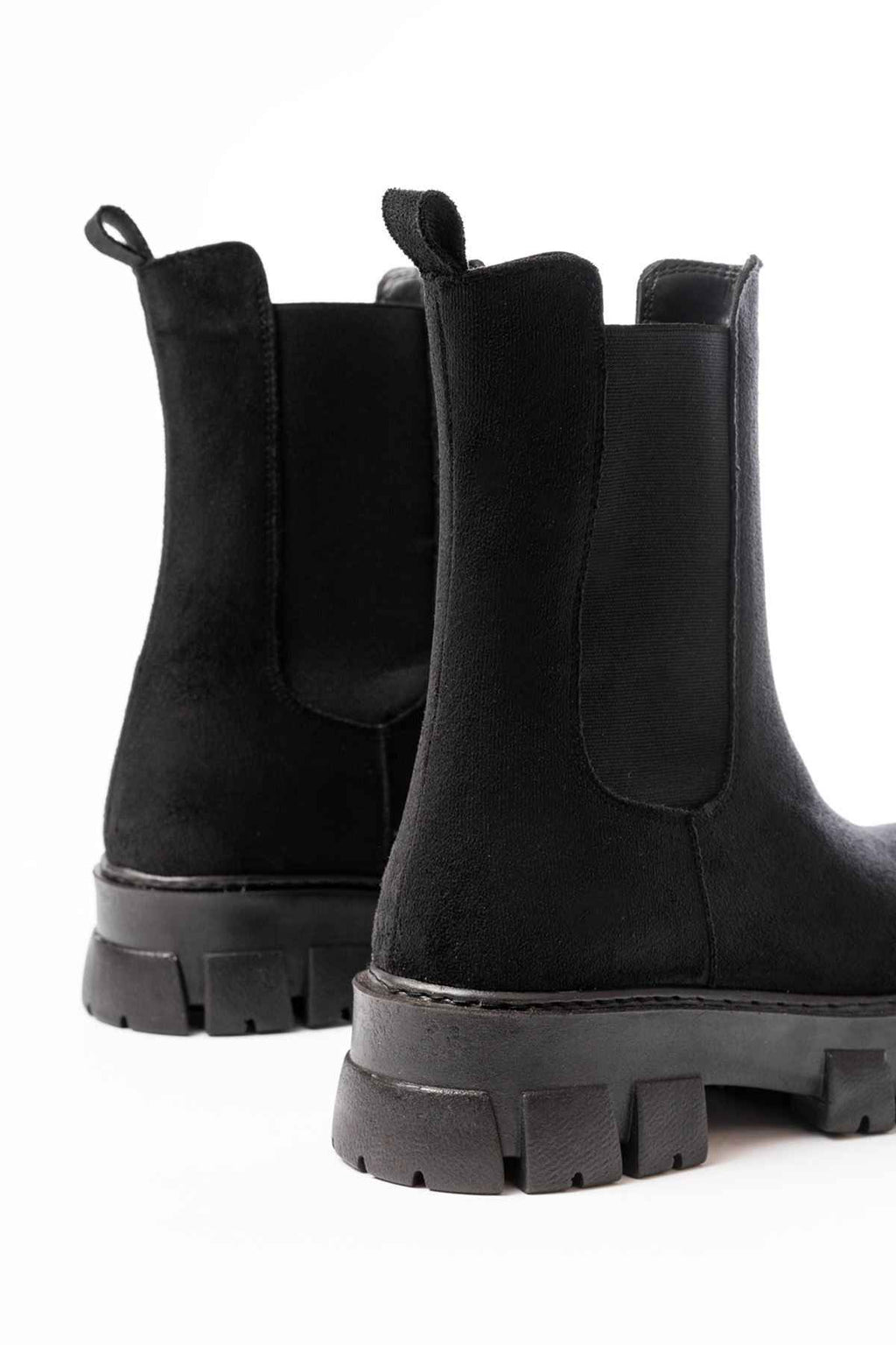 Ayakkabı Aşkı Fz-299 Siyah Süet Yüksek Tabanlı Lastikli Günlük Kadın Bot