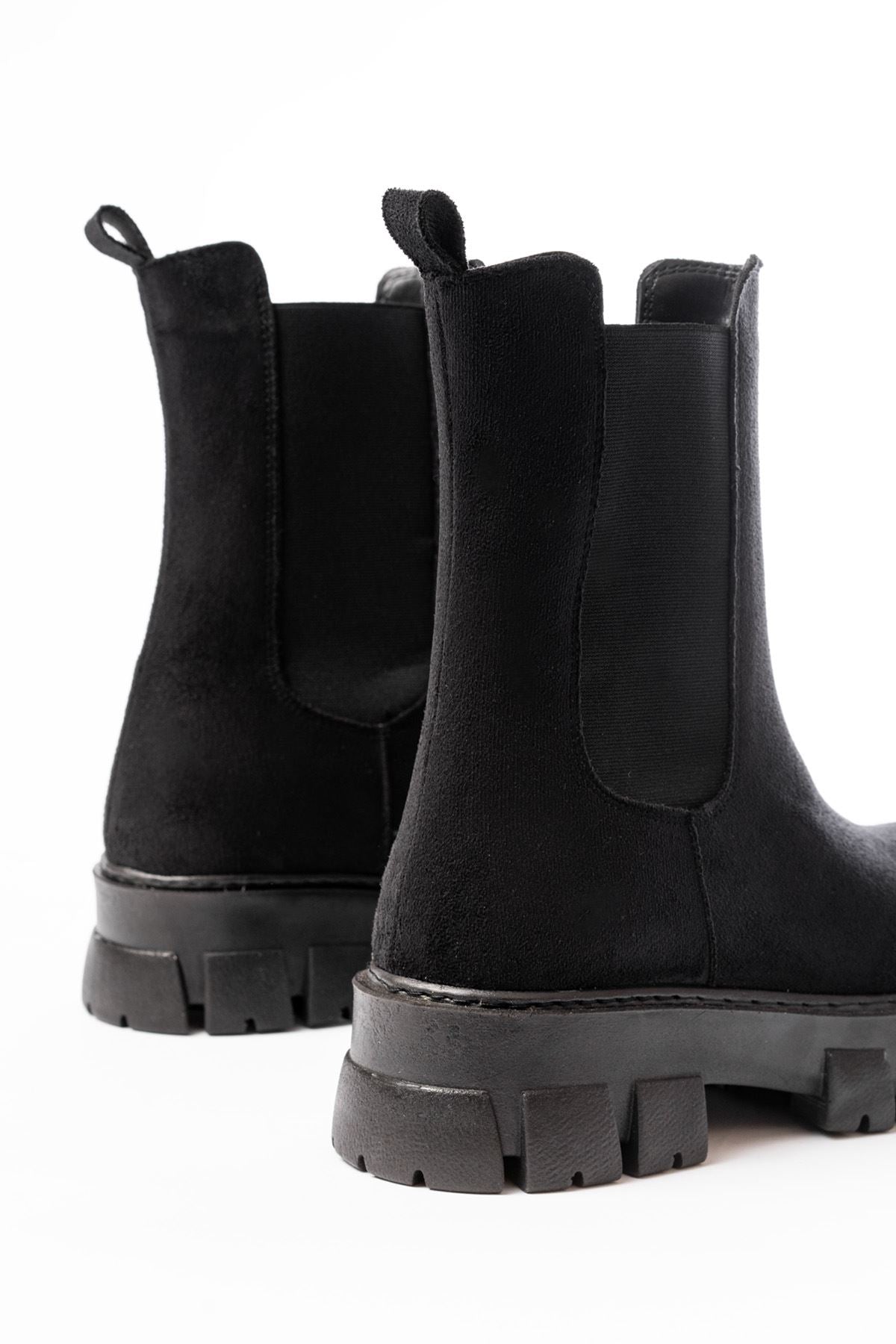 Ayakkabı Aşkı Siyah Süet Yüksek Tabanlı Lastikli Günlük Kadın Bot