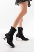 Ayakkabı Aşkı Dalgıç Siyah Topuklu Fermuarlı Kadın Bot - Ayakkabı Aşkı
