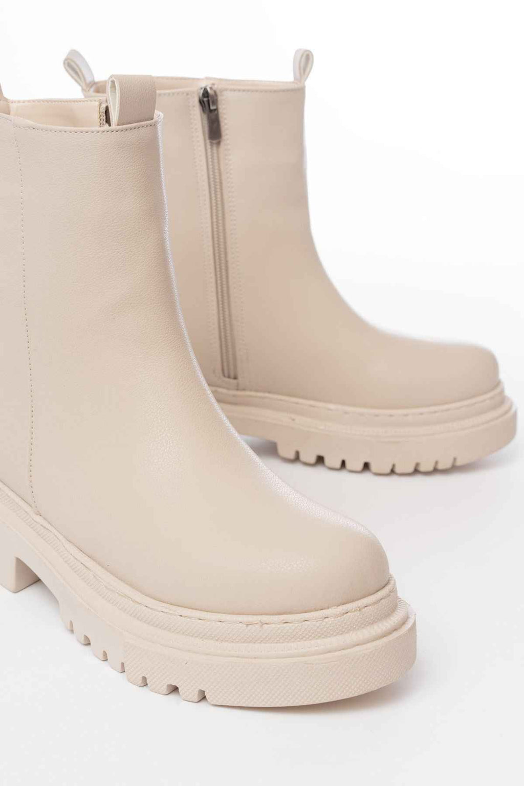 Ayakkabı Aşkı 812-2012 Bej Luna Fermuarlı Günlük Kadın Bot