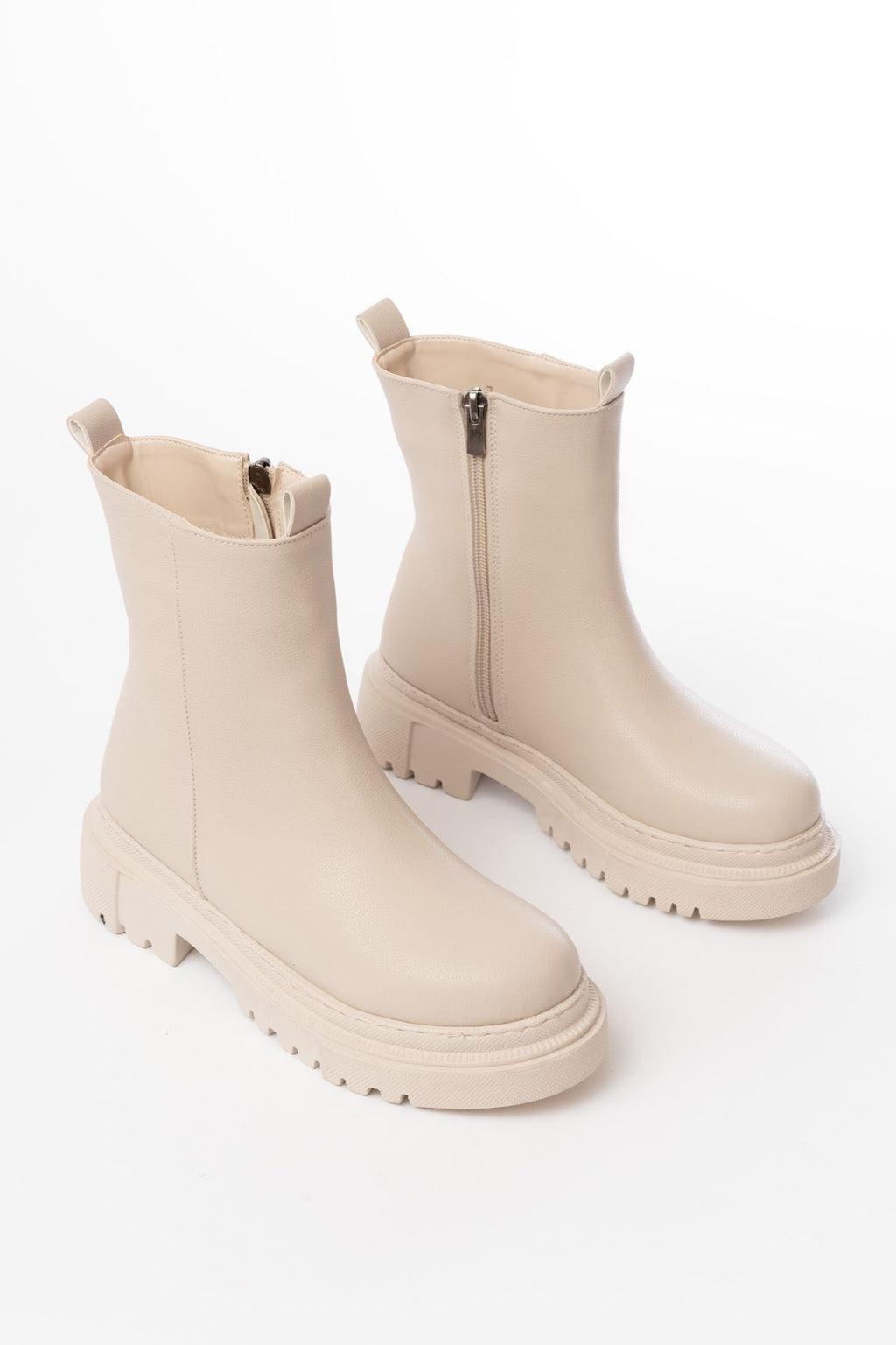 Ayakkabı Aşkı Bej Luna Fermuarlı Günlük Kadın Bot - Ayakkabı Aşkı
