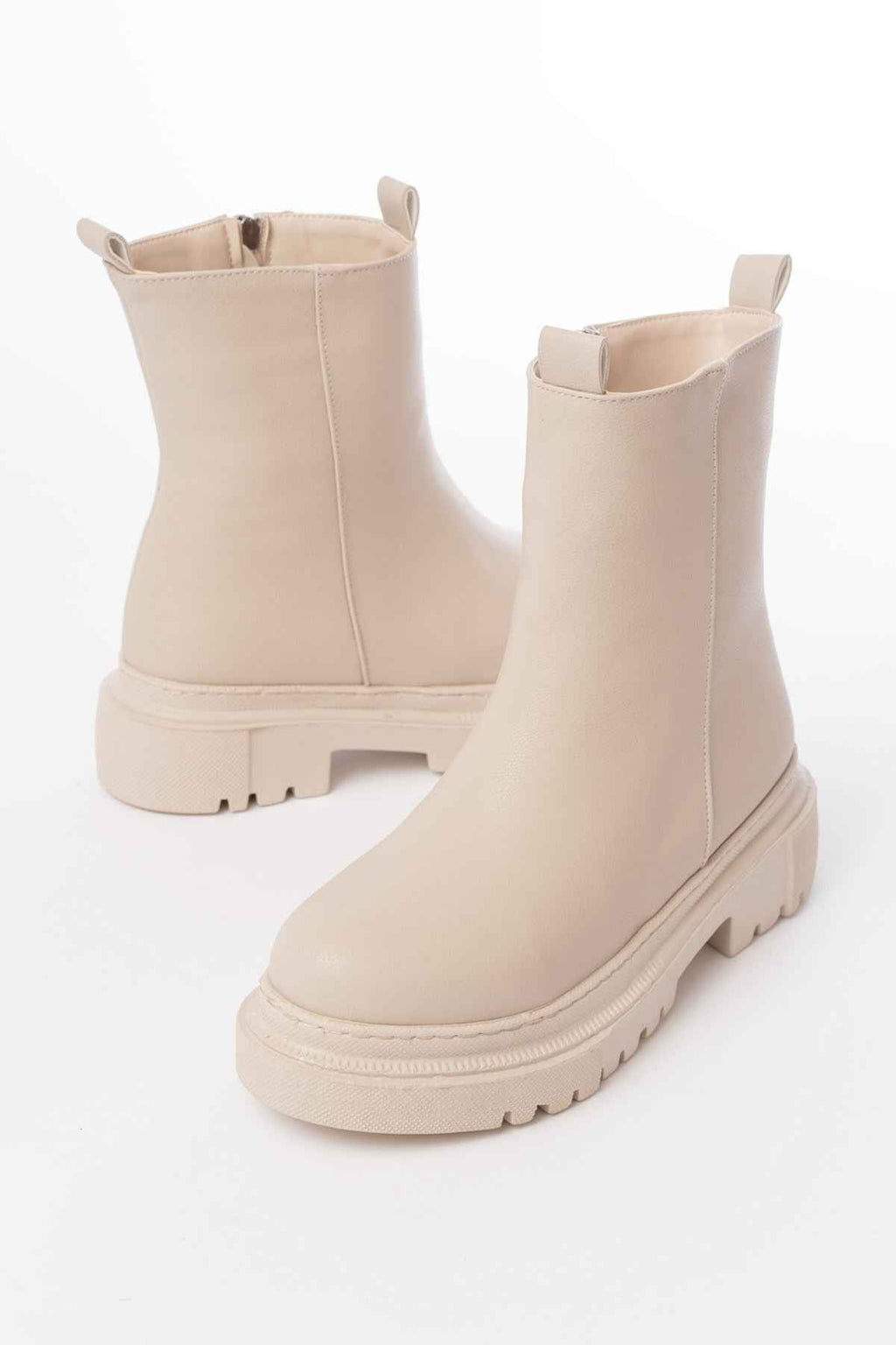 Ayakkabı Aşkı 812-2012 Bej Luna Fermuarlı Günlük Kadın Bot