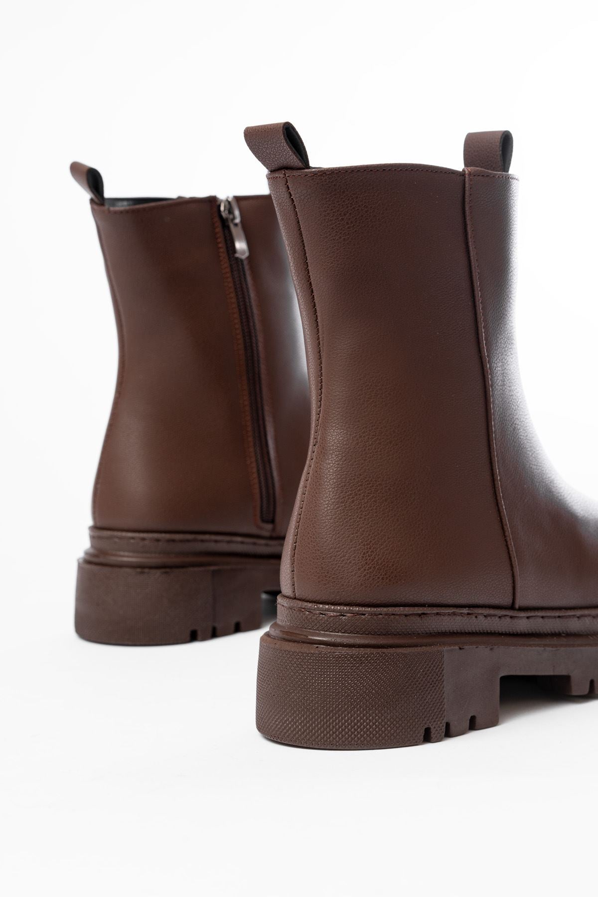 Ayakkabı Aşkı Kahverengi Luna Fermuarlı Günlük Kadın Bot
