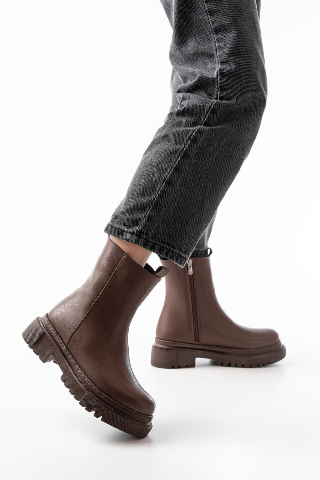 Ayakkabı Aşkı Kahverengi Luna Fermuarlı Günlük Kadın Bot - Ayakkabı Aşkı