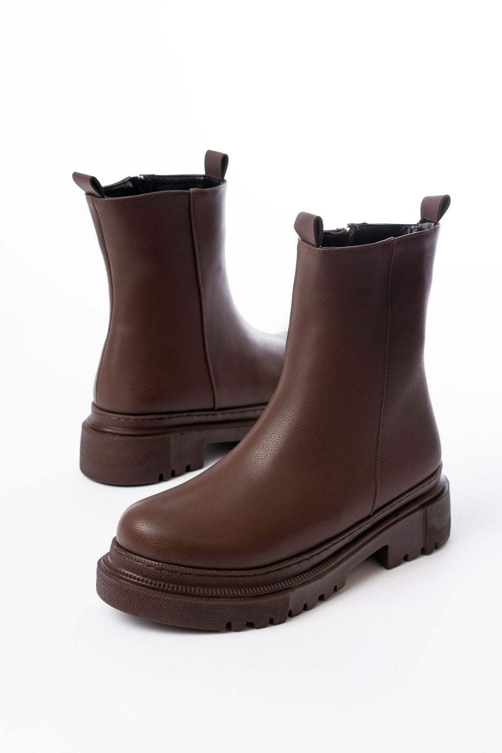 Ayakkabı Aşkı Kahverengi Luna Fermuarlı Günlük Kadın Bot - Ayakkabı Aşkı