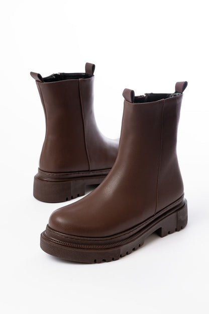 Ayakkabı Aşkı Kahverengi Luna Fermuarlı Günlük Kadın Bot