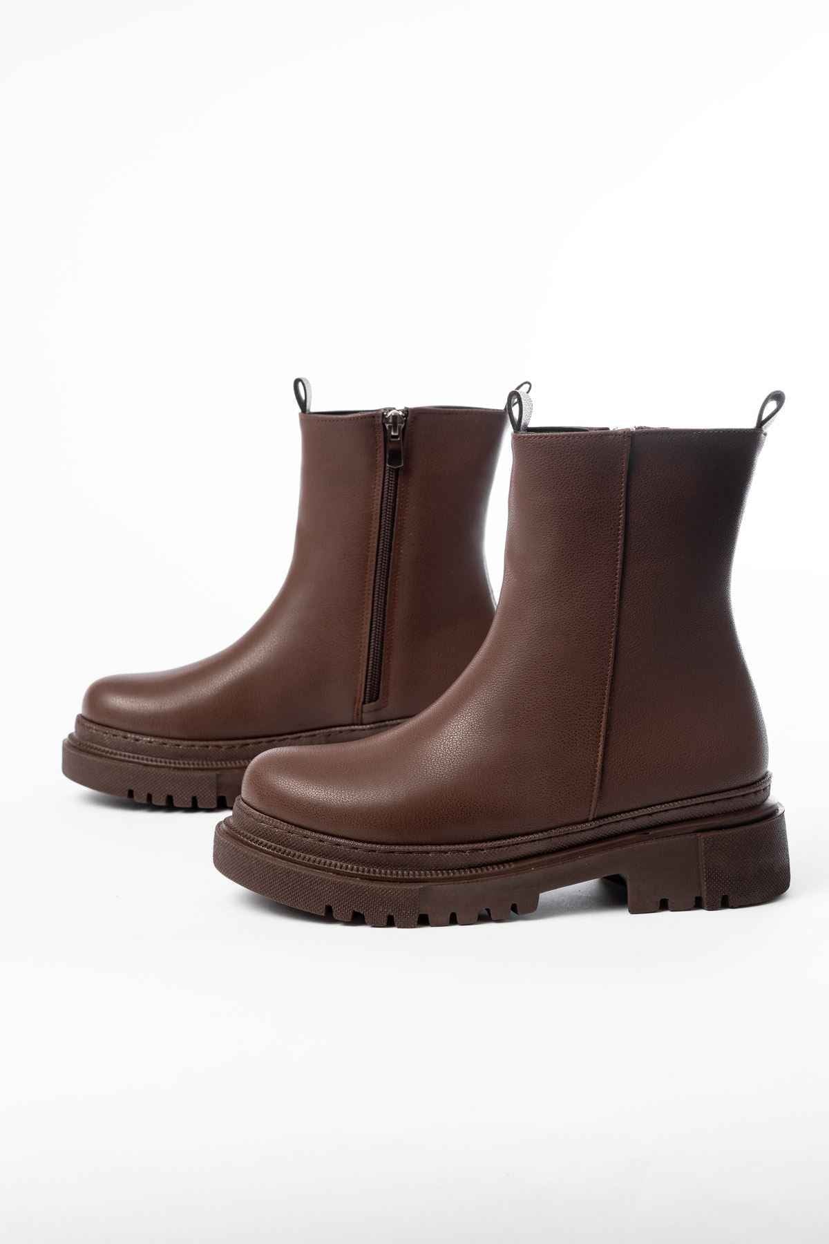 Ayakkabı Aşkı 812-2012 Kahverengi Luna Fermuarlı Günlük Kadın Bot