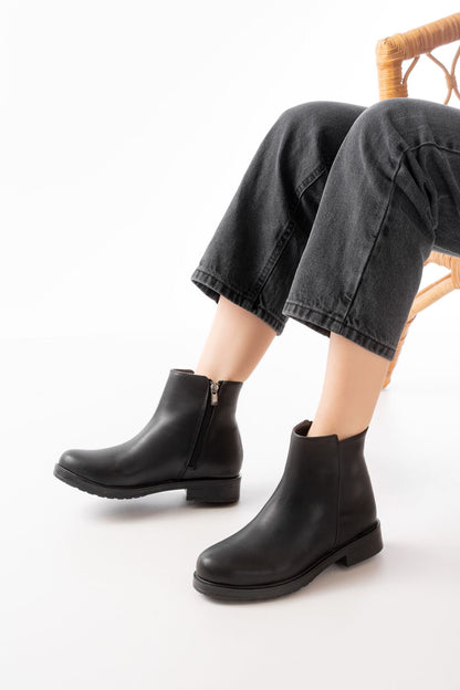 Ayakkabı Aşkı Siyah Fermuarlı Günlük Kadın Bot