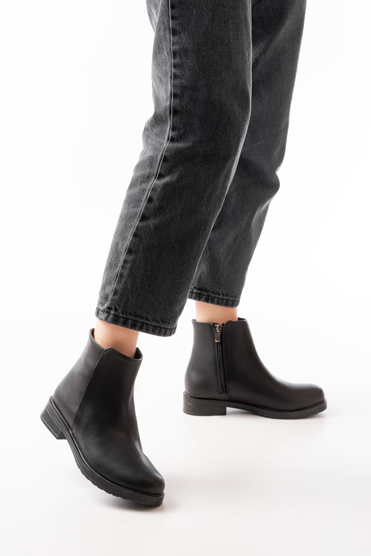 Ayakkabı Aşkı Siyah Fermuarlı Günlük Kadın Bot